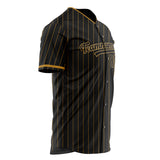 Custom Black Baseball Jersey (With Old Gold Old Gold Pinstripe)