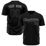 Custom Black Baseball Jersey (With Gray Color)