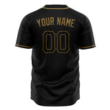 Custom Black Baseball Jersey (With Old Gold Color)