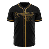 Custom Black Baseball Jersey (With Old Gold Color)