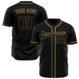 Custom Black Baseball Jersey (With Old Gold Color)