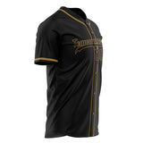 Custom Black Baseball Jersey (With Old Gold Color)