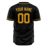 Custom Black Baseball Jersey (With Gold Color)