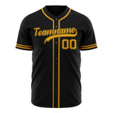 Custom Black Baseball Jersey (With Gold Color)