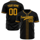 Custom Black Baseball Jersey (With Gold Color)