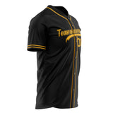 Custom Black Baseball Jersey (With Gold Color)