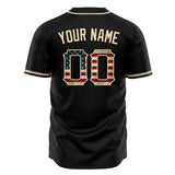 Custom Black Baseball Jersey (With Cream Vintage USA Flag)