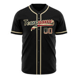 Custom Black Baseball Jersey (With Cream Vintage USA Flag)