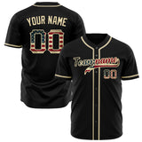 Custom Black Baseball Jersey (With Cream Vintage USA Flag)