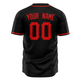 Custom Black Baseball Jersey (With Red Color)