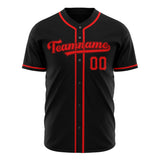 Custom Black Baseball Jersey (With Red Color)