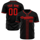 Custom Black Baseball Jersey (With Red Color)