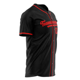 Custom Black Baseball Jersey (With Red Color)