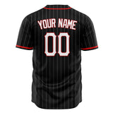 Custom Black Baseball Jersey (With White White Pinstripe)