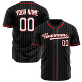 Custom Black Baseball Jersey (With White White Pinstripe)