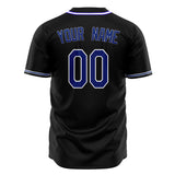 Custom Black Baseball Jersey (With Royal Color)