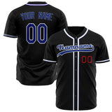 Custom Black Baseball Jersey (With Royal Color)