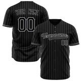 Custom Black Baseball Jersey (With White White Pinstripe)