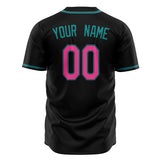 Custom Black Baseball Jersey (With Teal Color)