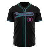 Custom Black Baseball Jersey (With Teal Color)