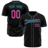 Custom Black Baseball Jersey (With Teal Color)