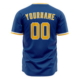 Custom Blue Baseball Jersey (With Gold Color)