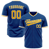 Custom Blue Baseball Jersey (With Gold Color)