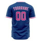 Custom Blue Baseball Jersey (With Pink Color)