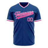 Custom Blue Baseball Jersey (With Pink Color)