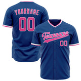 Custom Blue Baseball Jersey (With Pink Color)