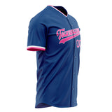 Custom Blue Baseball Jersey (With Pink Color)