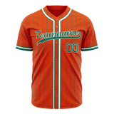 Custom Orange Baseball Jersey (With Kelly Green Kelly Green Pinstripe)