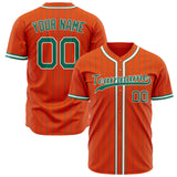 Custom Orange Baseball Jersey (With Kelly Green Kelly Green Pinstripe)