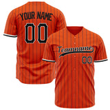 Custom Orange Baseball Jersey (With Black Navy Pinstripe)