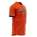 Custom Orange Baseball Jersey (With Black Navy Pinstripe)