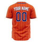 Custom Orange Baseball Jersey (With Royal White Pinstripe)