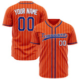 Custom Orange Baseball Jersey (With Royal White Pinstripe)