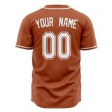 Custom Texas Orange Baseball Jersey (With White Color)