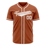 Custom Texas Orange Baseball Jersey (With White Color)