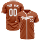 Custom Texas Orange Baseball Jersey (With White Color)