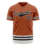 Custom Texas Orange Baseball Jersey (With Black Double Stripe)