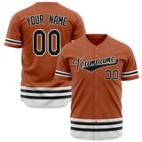 Custom Texas Orange Baseball Jersey (With Black Double Stripe)