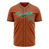 Custom Texas Orange Baseball Jersey (With Kelly Green Color)