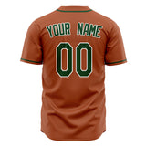 Custom Texas Orange Baseball Jersey (With Green Color)