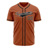Custom Texas Orange Baseball Jersey (With Black Color)