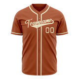 Custom Texas Orange Baseball Jersey (With Cream Color)