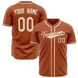 Custom Texas Orange Baseball Jersey (With Cream Color)