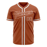 Custom Texas Orange Baseball Jersey (With White Color)