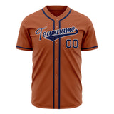 Custom Texas Orange Baseball Jersey (With Navy Color)