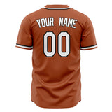 Custom Texas Orange Baseball Jersey (With White Color)